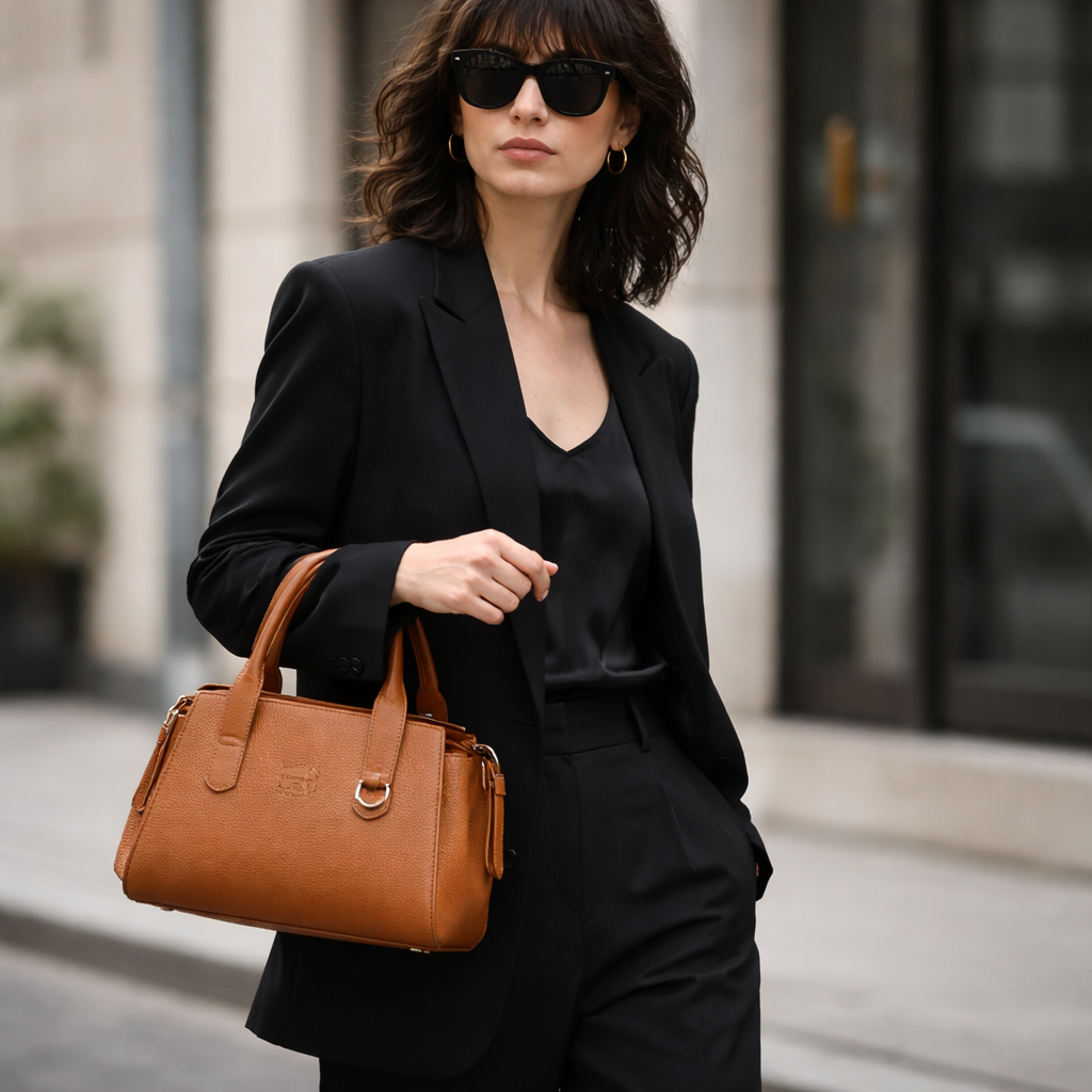 Sac à bandoulière portable en cuir de vachette