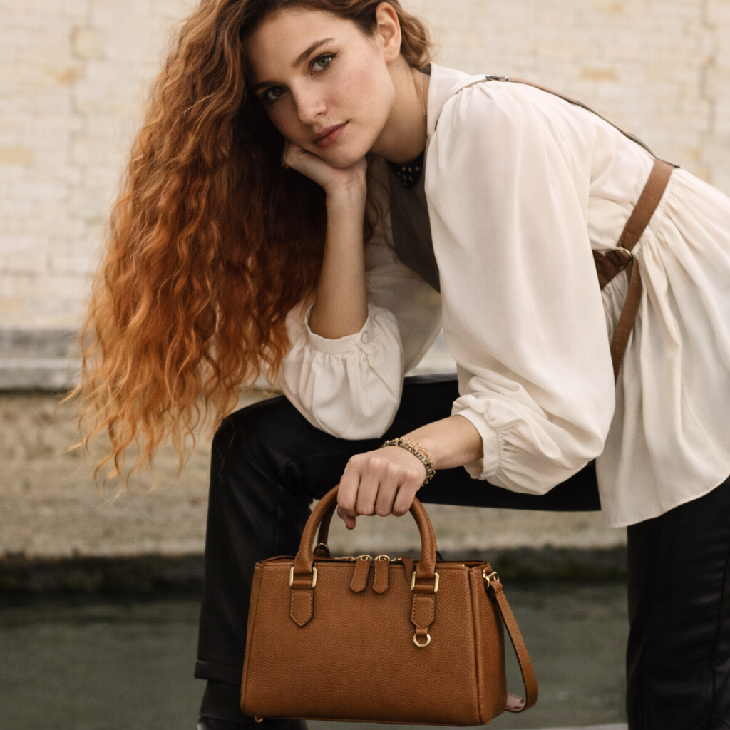 Sac à bandoulière portable en cuir de vachette