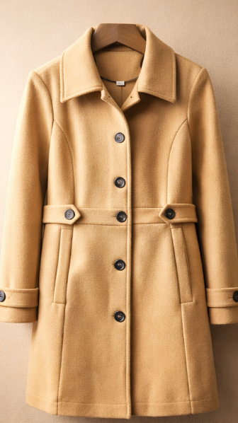 Manteau Femme en Laine – Élégant, Boutonné