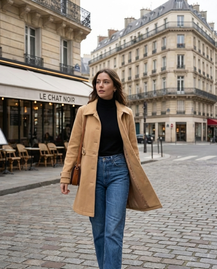 Manteau Femme en Laine – Élégant, Boutonné