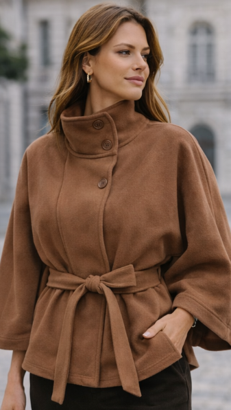 Veste Trench Femme – Col Montant & Coupe Élégante