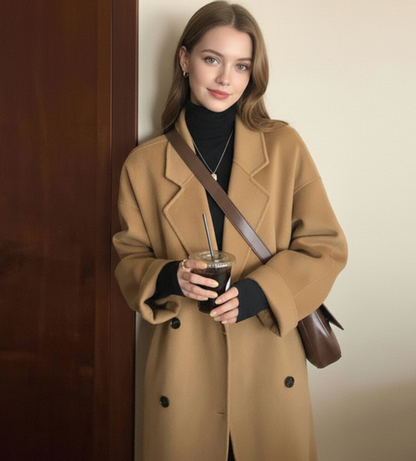 Manteau mi-long en laine à la mode pour femmes