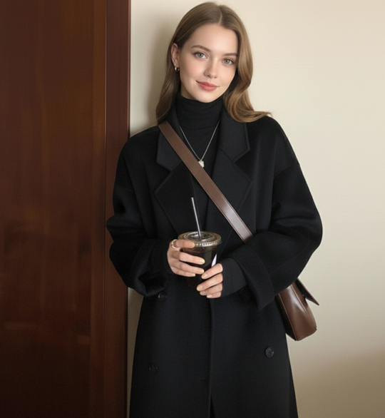 Manteau mi-long en laine à la mode pour femmes