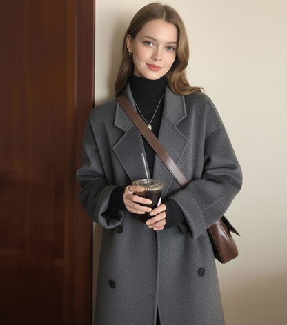 Manteau mi-long en laine à la mode pour femmes