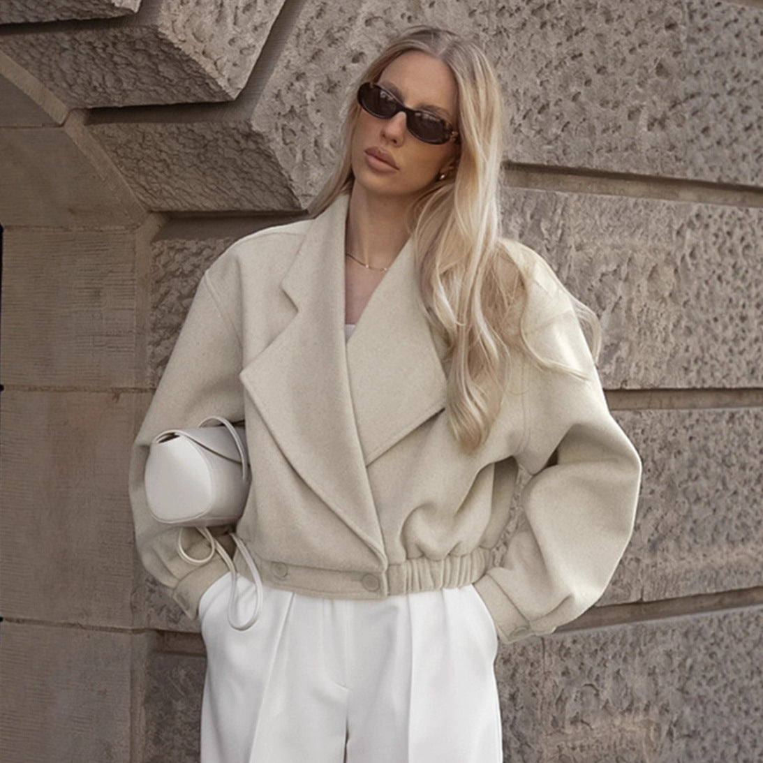 Veste Femme en Laine à Col Blazer