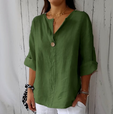 T-shirt Lin Coton Femme Col V