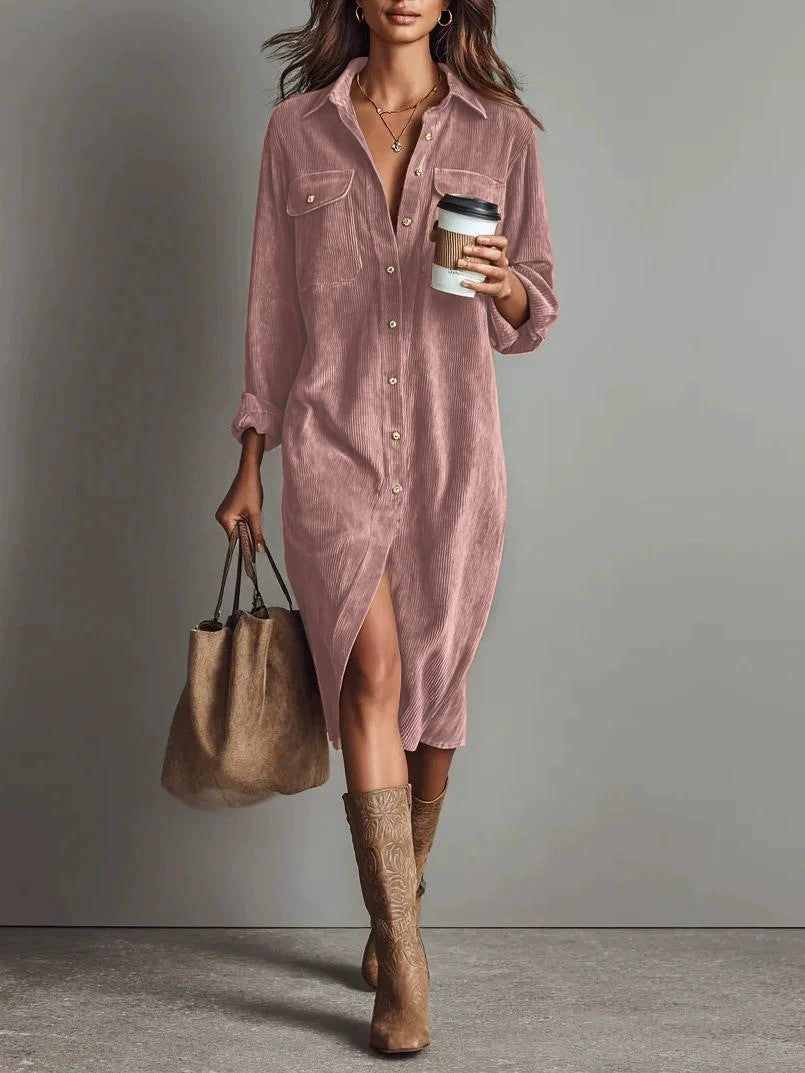 Robe chemise élégante col rabattu