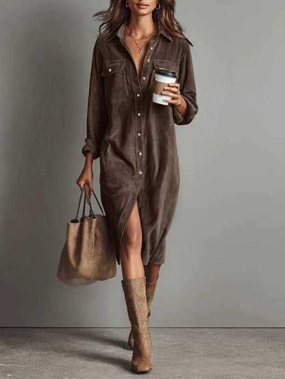 Robe chemise élégante col rabattu