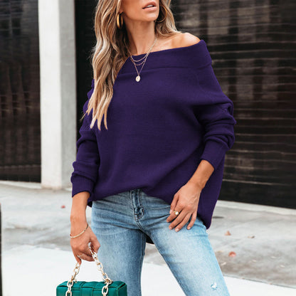 Pull Femme Oversize à Col Dégagé – Confort Doux & Style Chic