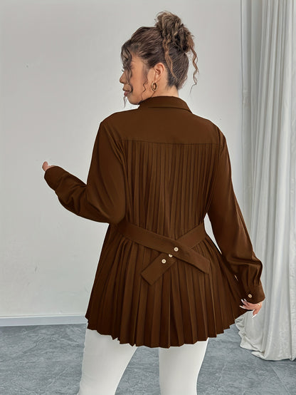 Chemise élégante et décontractée, couleur unie, avec plis à la taille