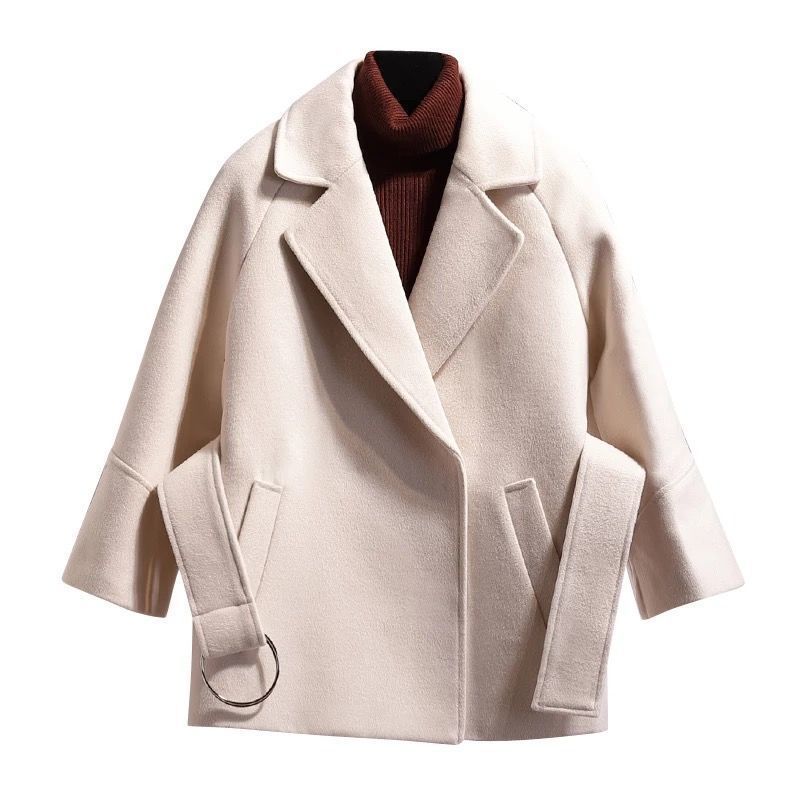 Manteau court ample en laine pour femme