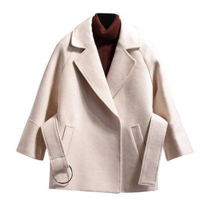 Manteau court ample en laine pour femme