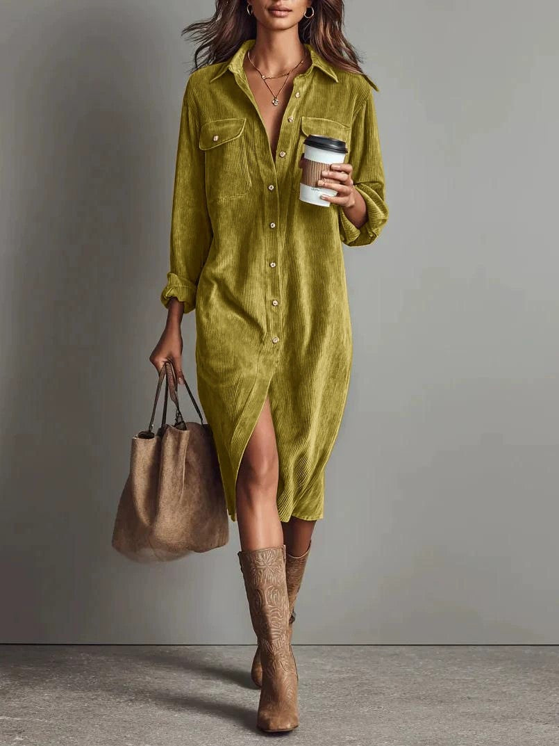 Robe chemise élégante col rabattu