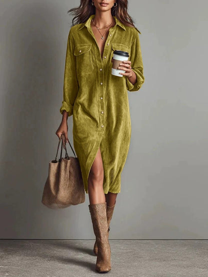 Robe chemise élégante col rabattu