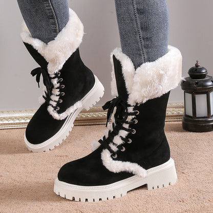 Bottes de Neige Femme à Lacets – Doublées Chaudes, Confortables