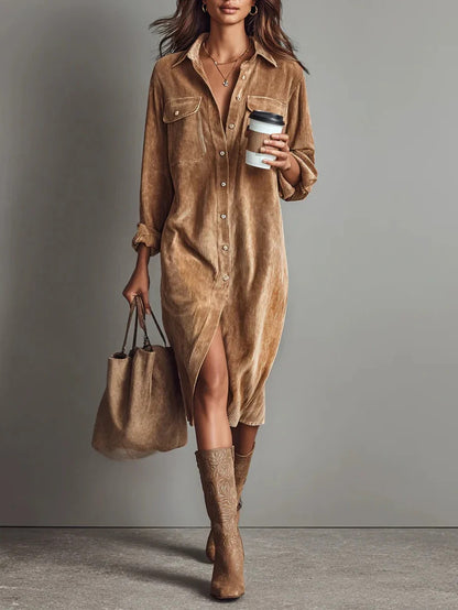 Robe chemise élégante col rabattu