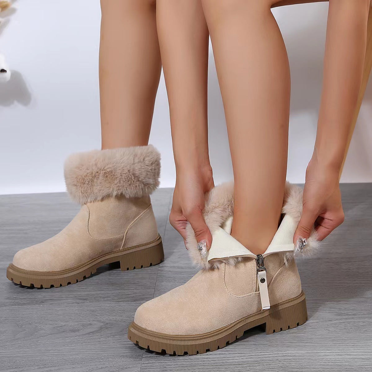 Bottes d’Hiver Femme Doublées – Chaudes, Confortables & Fermeture Zippée