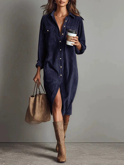 Robe chemise élégante col rabattu