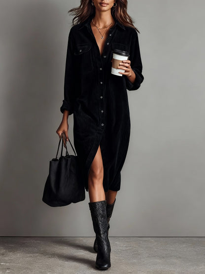 Robe chemise élégante col rabattu