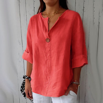 T-shirt Lin Coton Femme Col V