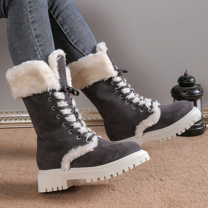 Bottes de Neige Femme à Lacets – Doublées Chaudes, Confortables