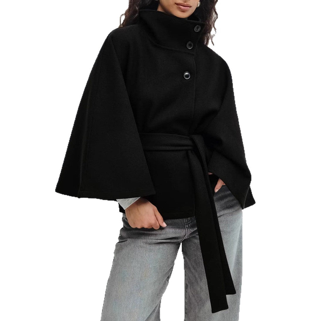 Veste  Trench Femme Col Montant Ceinturé