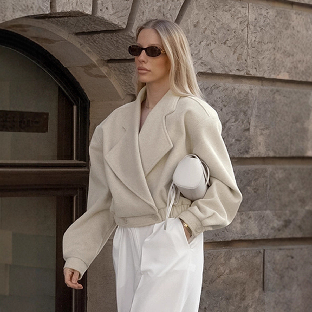 Veste Femme en Laine à Col Blazer