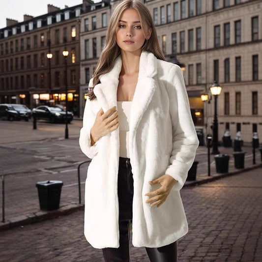 Manteau Femme Mi-Long en Fausse Fourrure