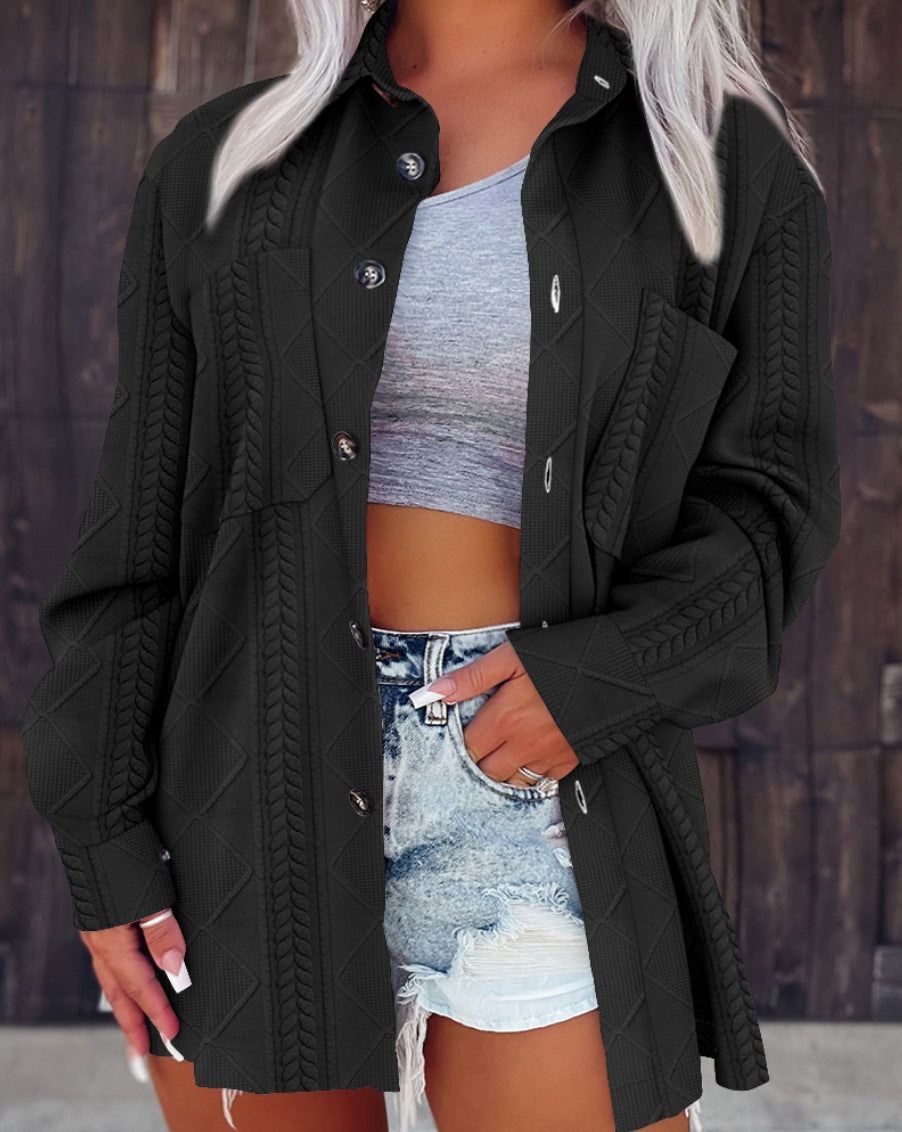 Veste  Femme en Maille à Col Polo – Boutonné, Couleur Unie & Élégance Hiver