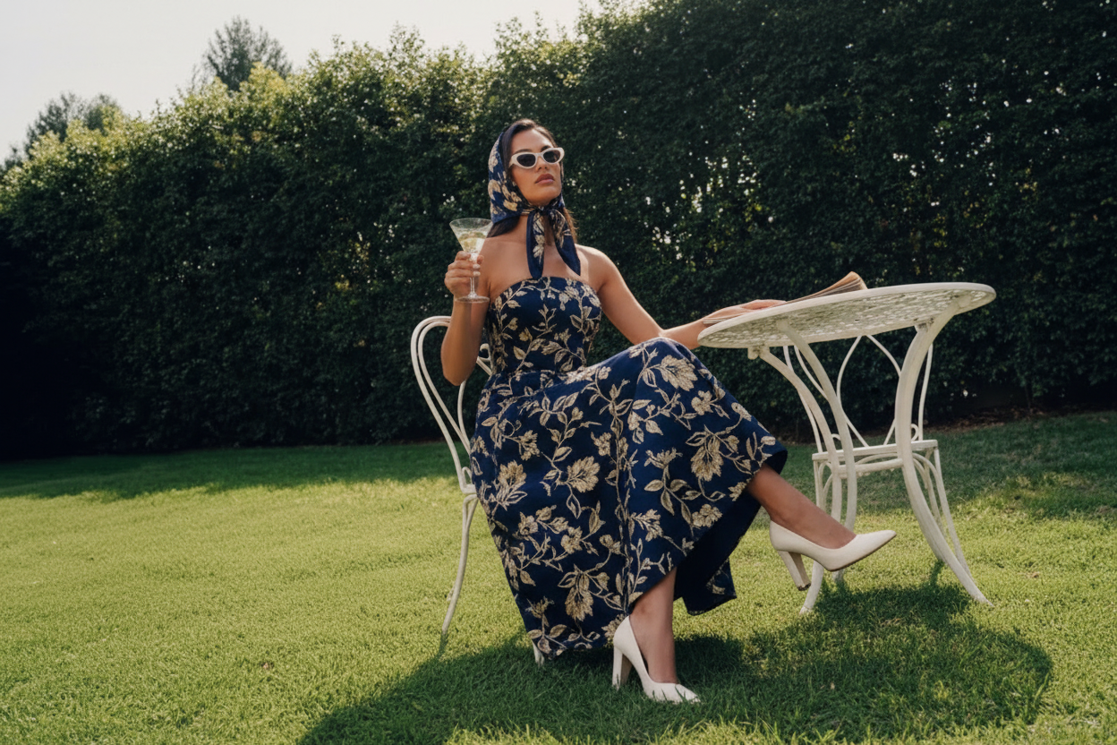 Nouvelle Modèle - Robe Bleu Marine Brodée
